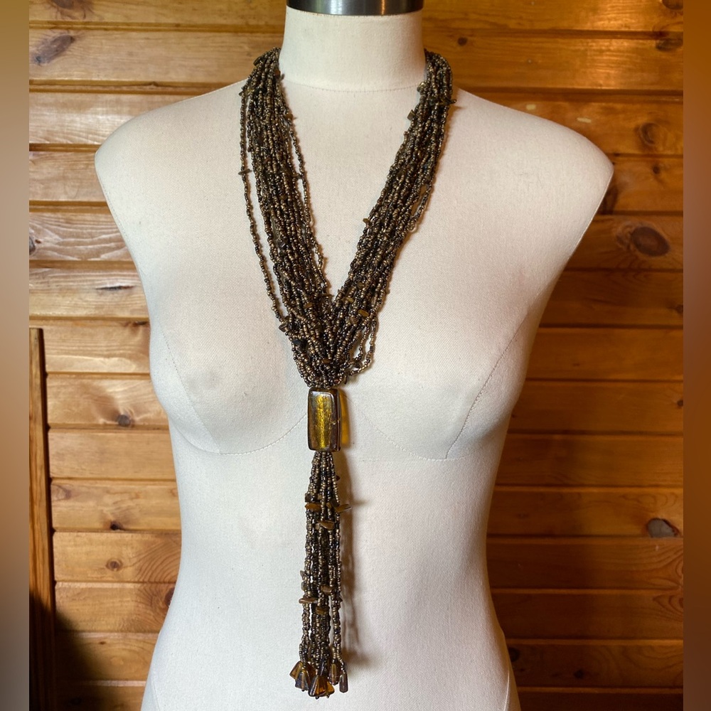 Elegant Multi-Strand Brown Necklace